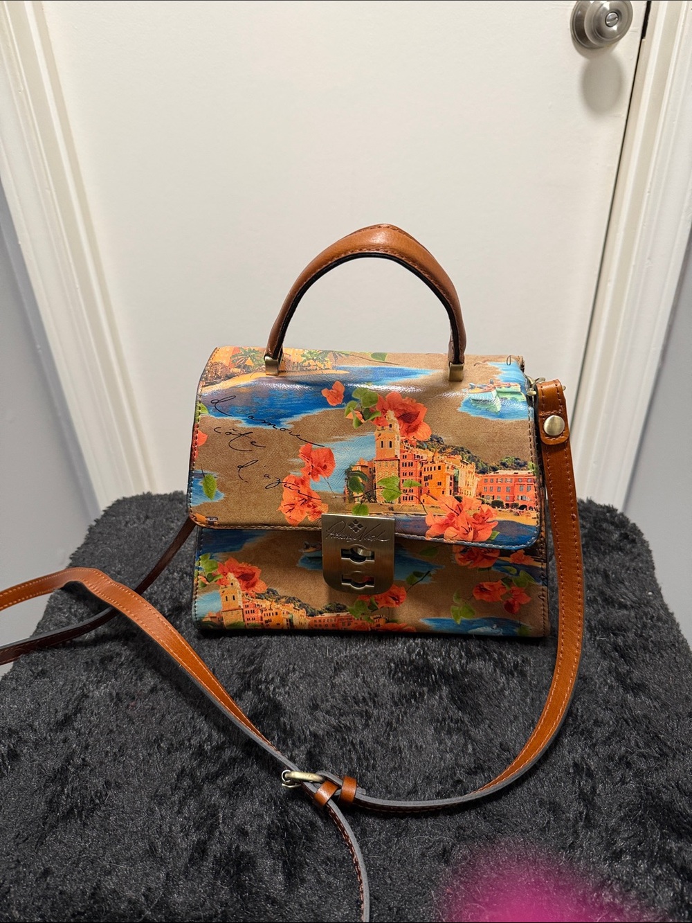 Patricia Nash Brown Floral Scenic Top-Handle Satchel